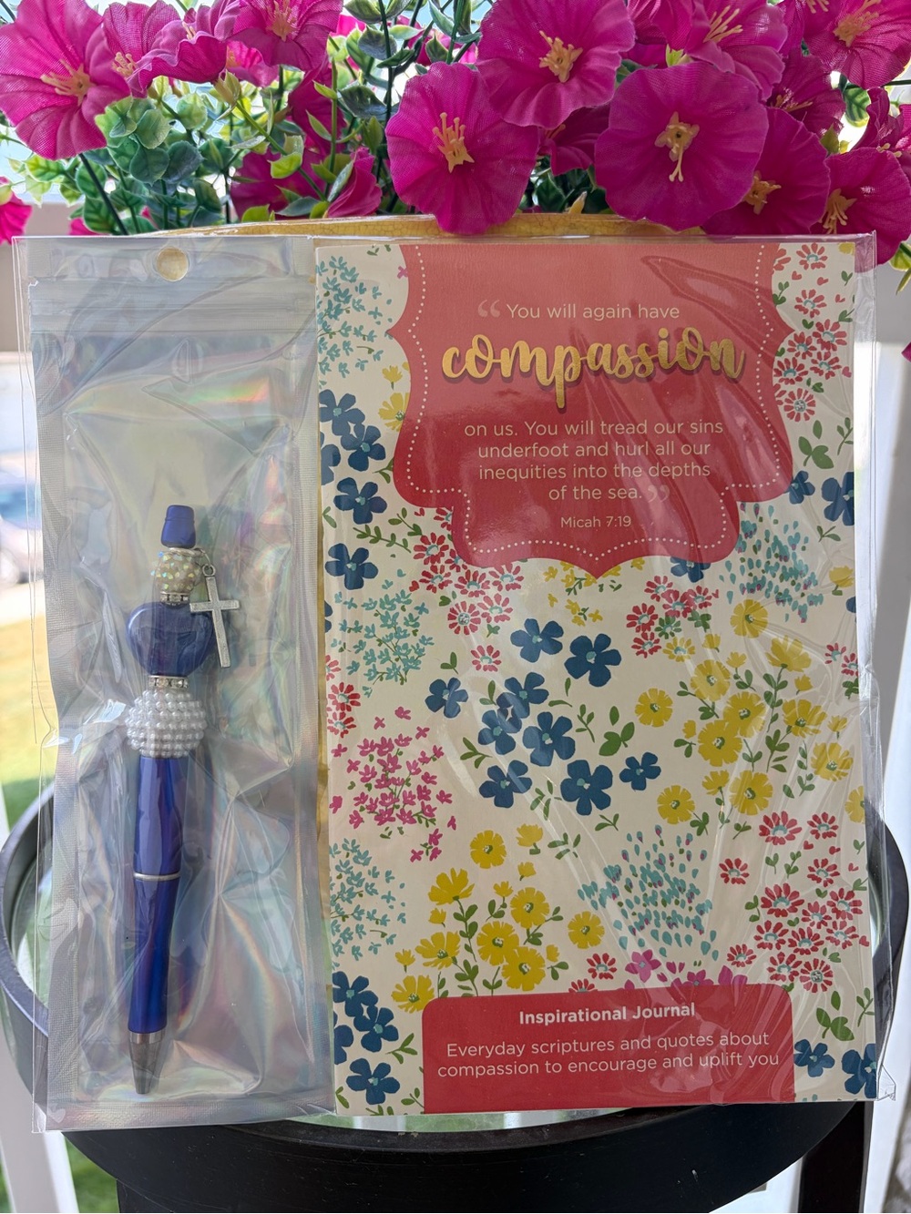 Inspirational Stationary Compassion Journal Handmade Writing Pen Set Micah 7:19